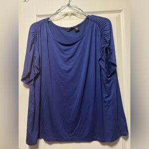 Royal blue tahari top, royal blue, cute tied sleeve, 3x